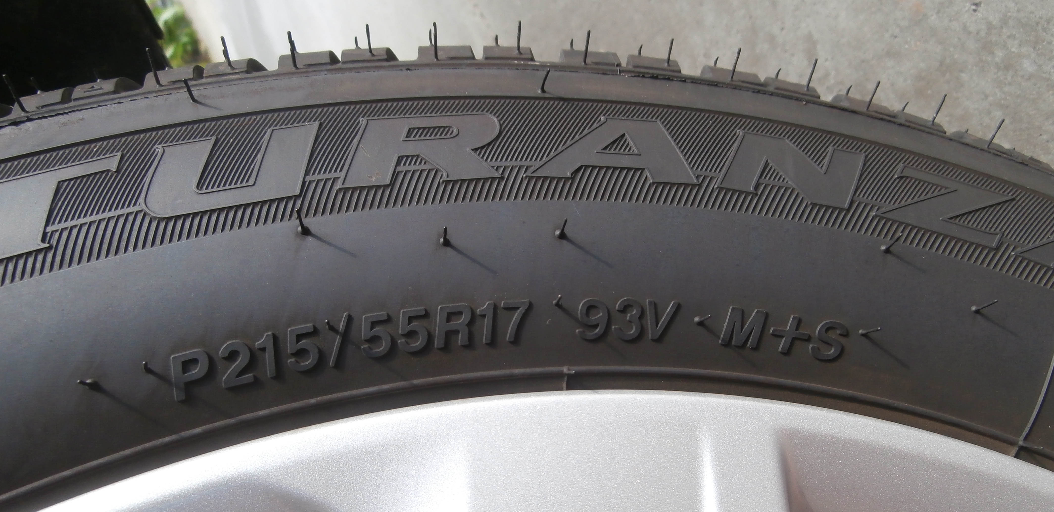 Tire Code Load Index, Speed Rating, and M+S Designation