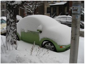 snow covered car