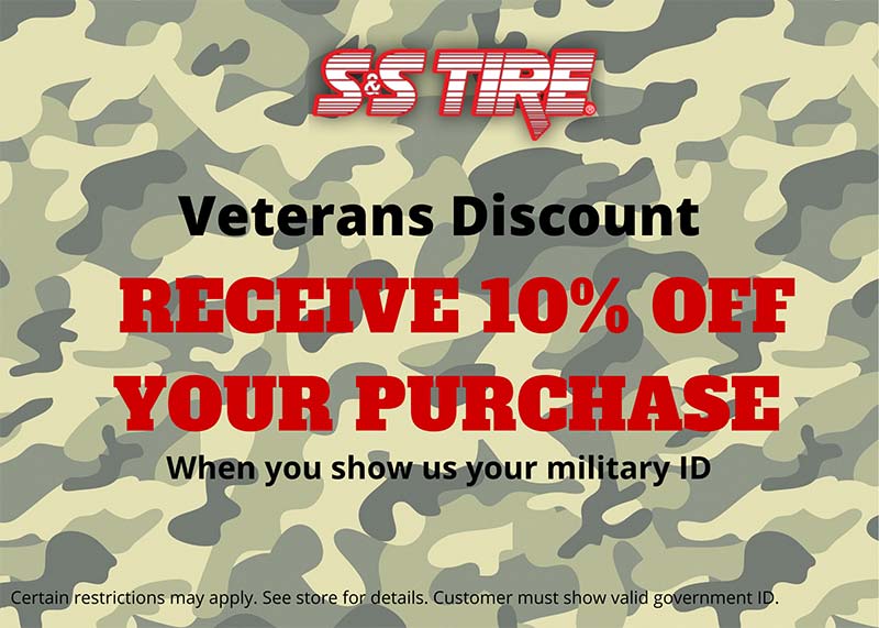 S&S Tire Up to 10% Discount for veterans