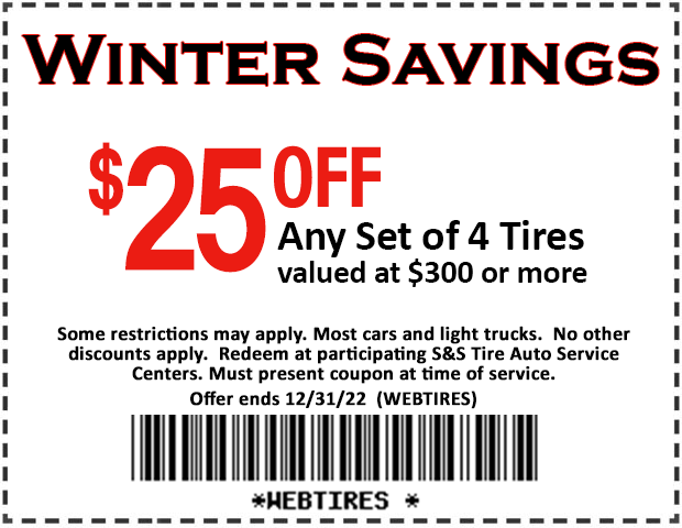 $25 off set of 4 tires coupon