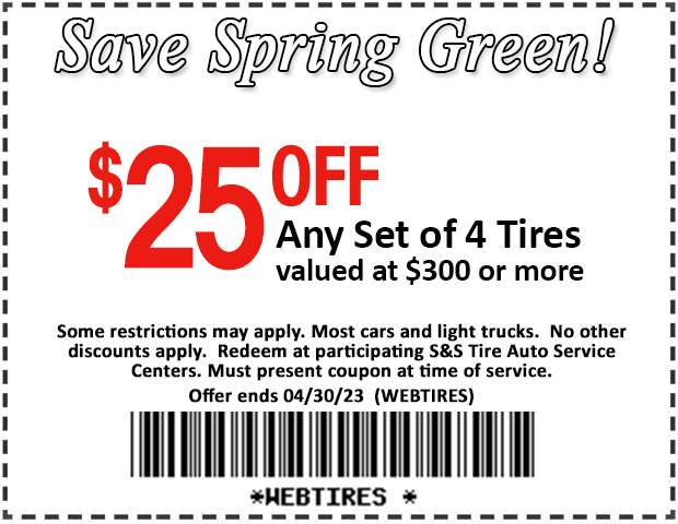 $25 off set of 4 tires coupon