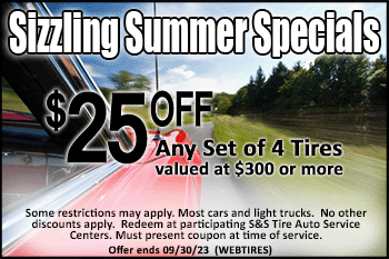 $25 off set of 4 tires coupon