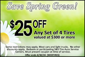 $25 off set of 4 tires coupon