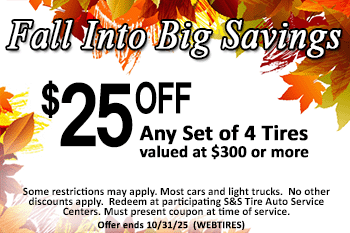 $25 off set of 4 tires coupon