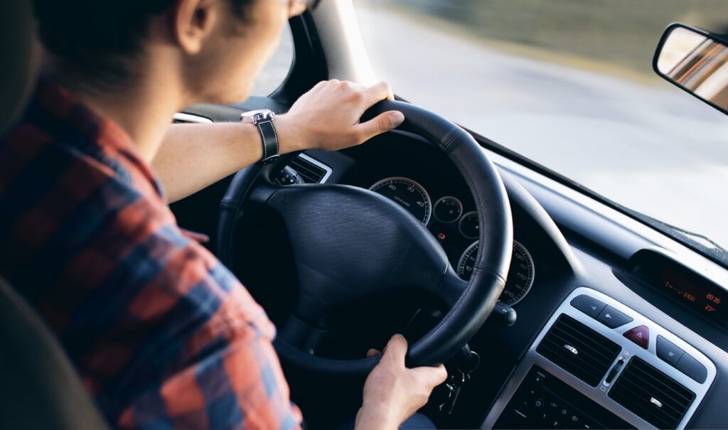 Driver noticing wheel alignment