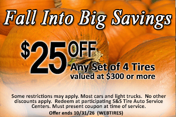 $25 off set of 4 tires coupon